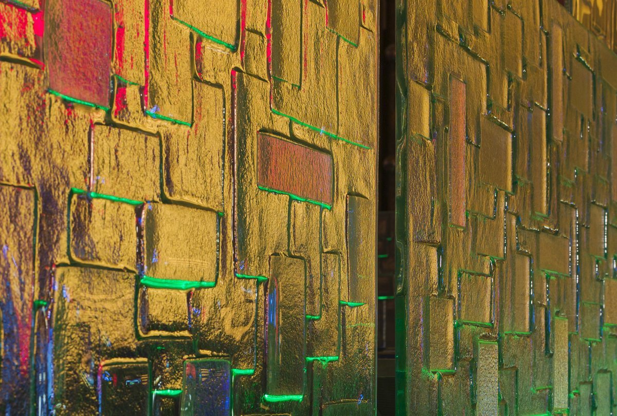 Citadel Dichroic kiln formed glass partition