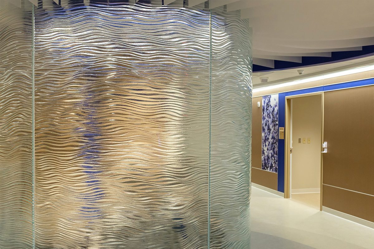 mirage textured glass partition for United Hospital Mother Baby - bent glass