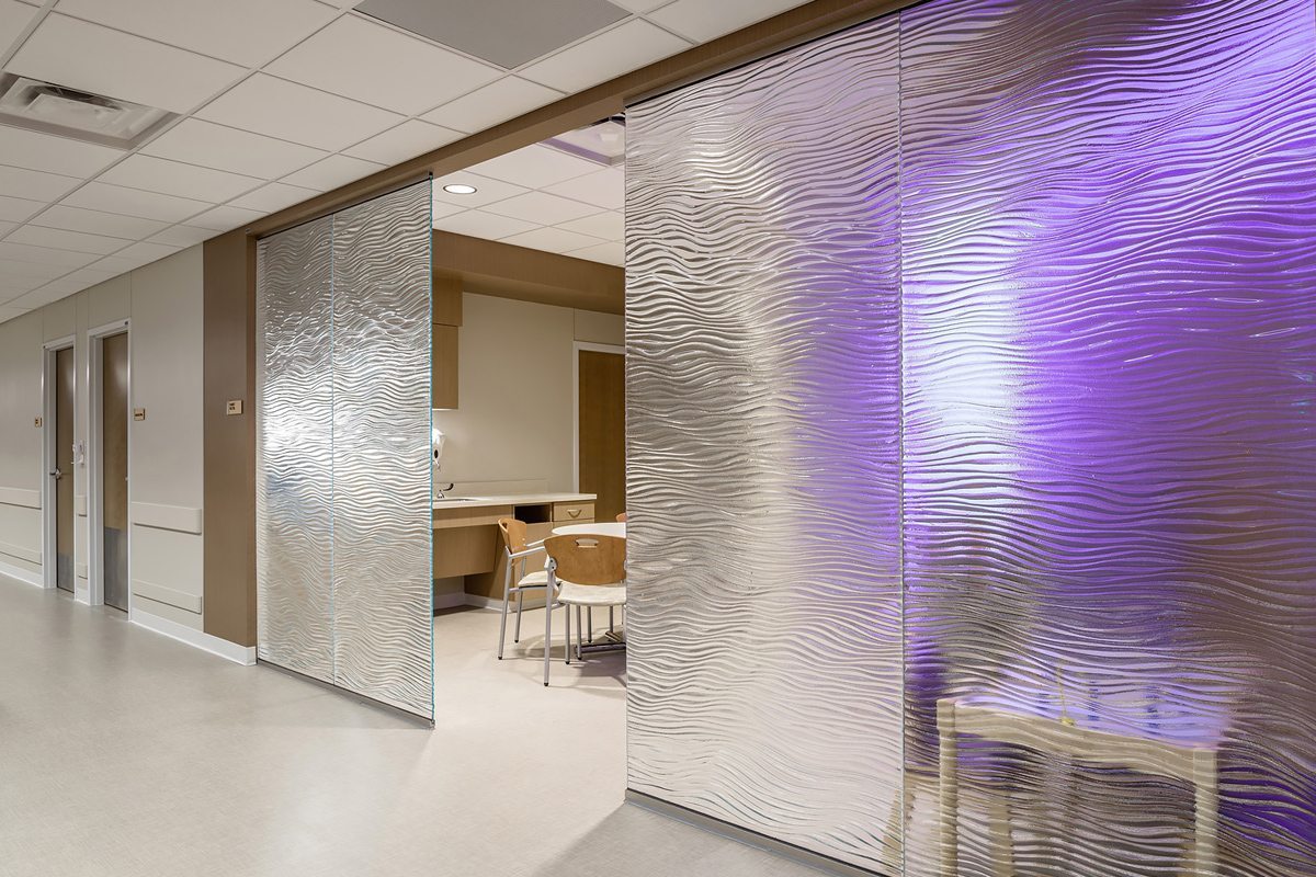 mirage textured glass partition for United Hospital Mother Baby
