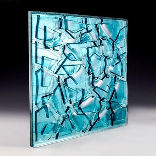 Crackle Aqua Blue Textured Glass
