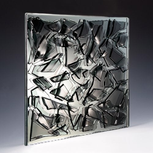 Crackle Black Textured Glass