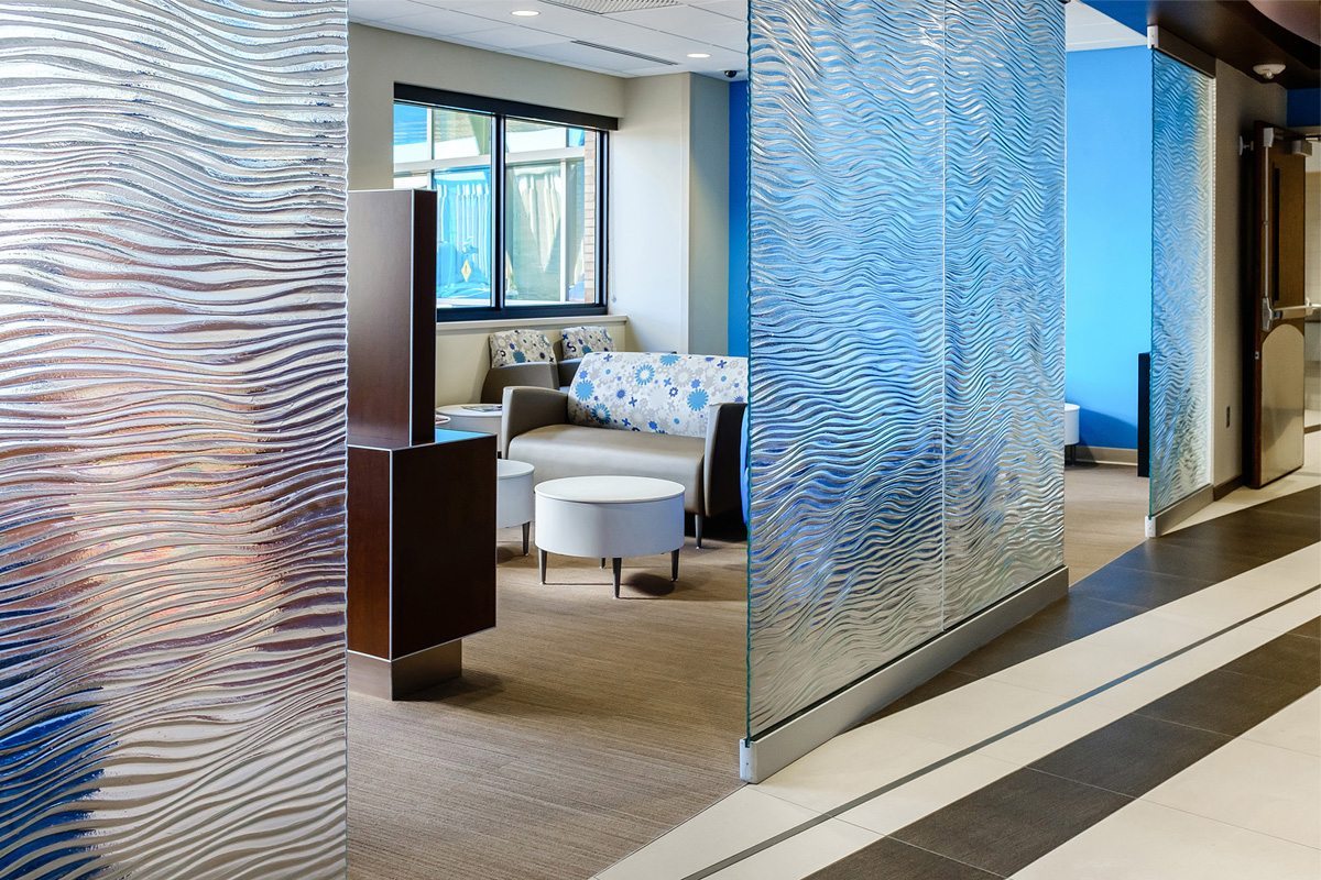 mirage texture decorative glass partitions by Nathan Allan Glass Studios