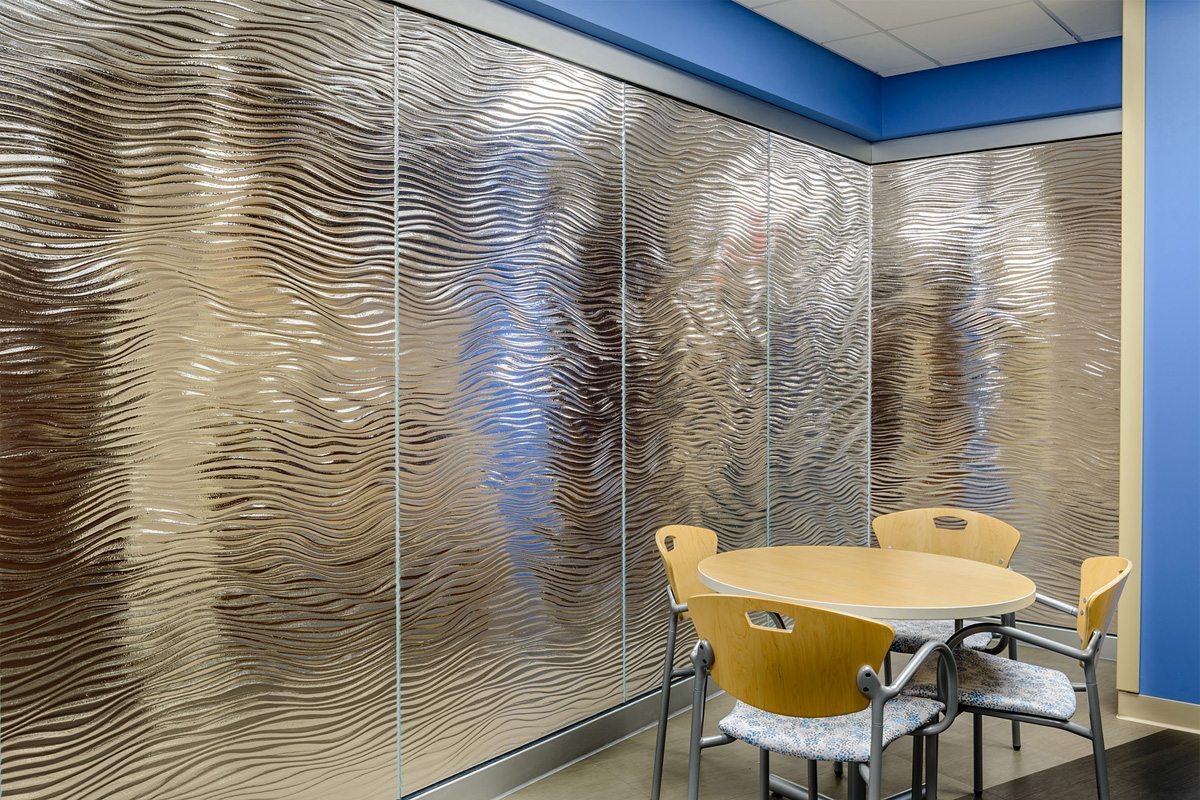 mirage texture glass partitions by Nathan Allan Glass Studios