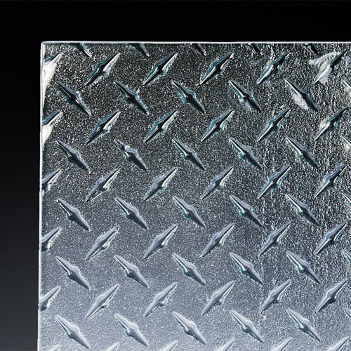 Diamondplate Low Iron Textured Glass corner