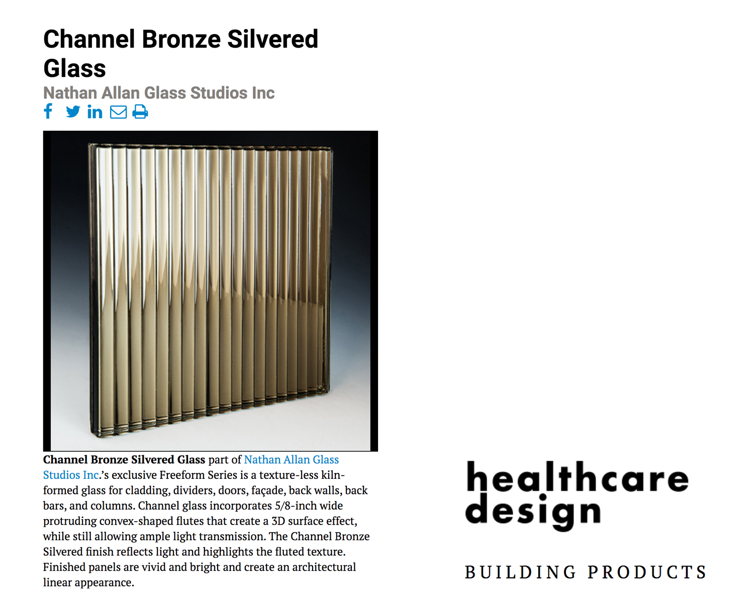 Healthcare Design Magazine| Channel Bronze Silvered Glass