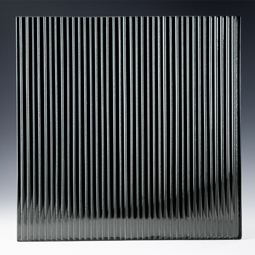 Fluted Black Silvered Glass front