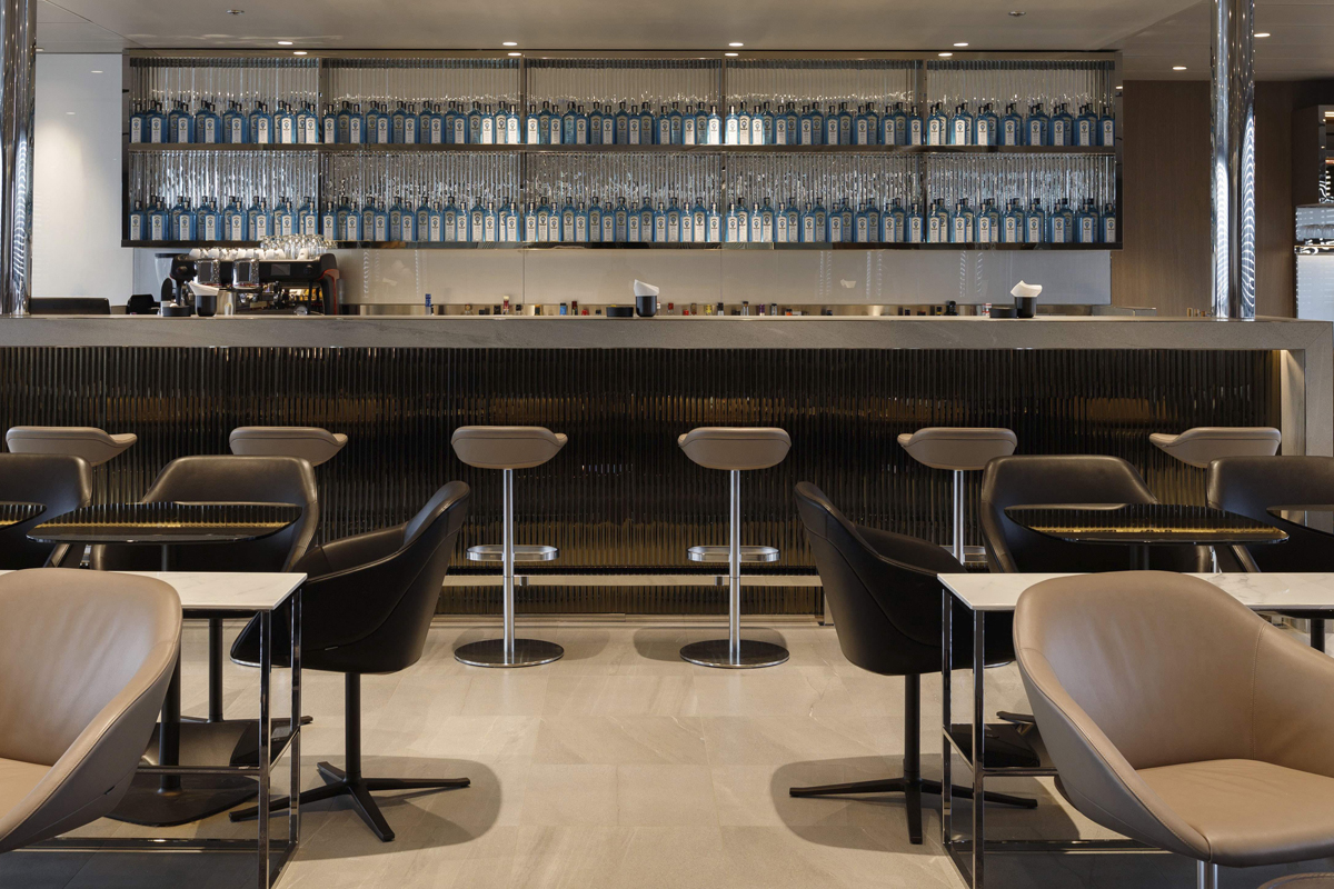 Azzurra Glass Bar Panels Torques decorative glass partition for Cache Creek Casino by Nathan Allan Glass Studios